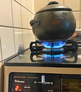 土鍋で炊飯　コンロのタイマー機能が便利