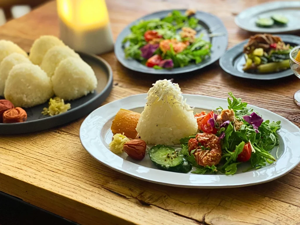 三角おにぎりの朝ごはん