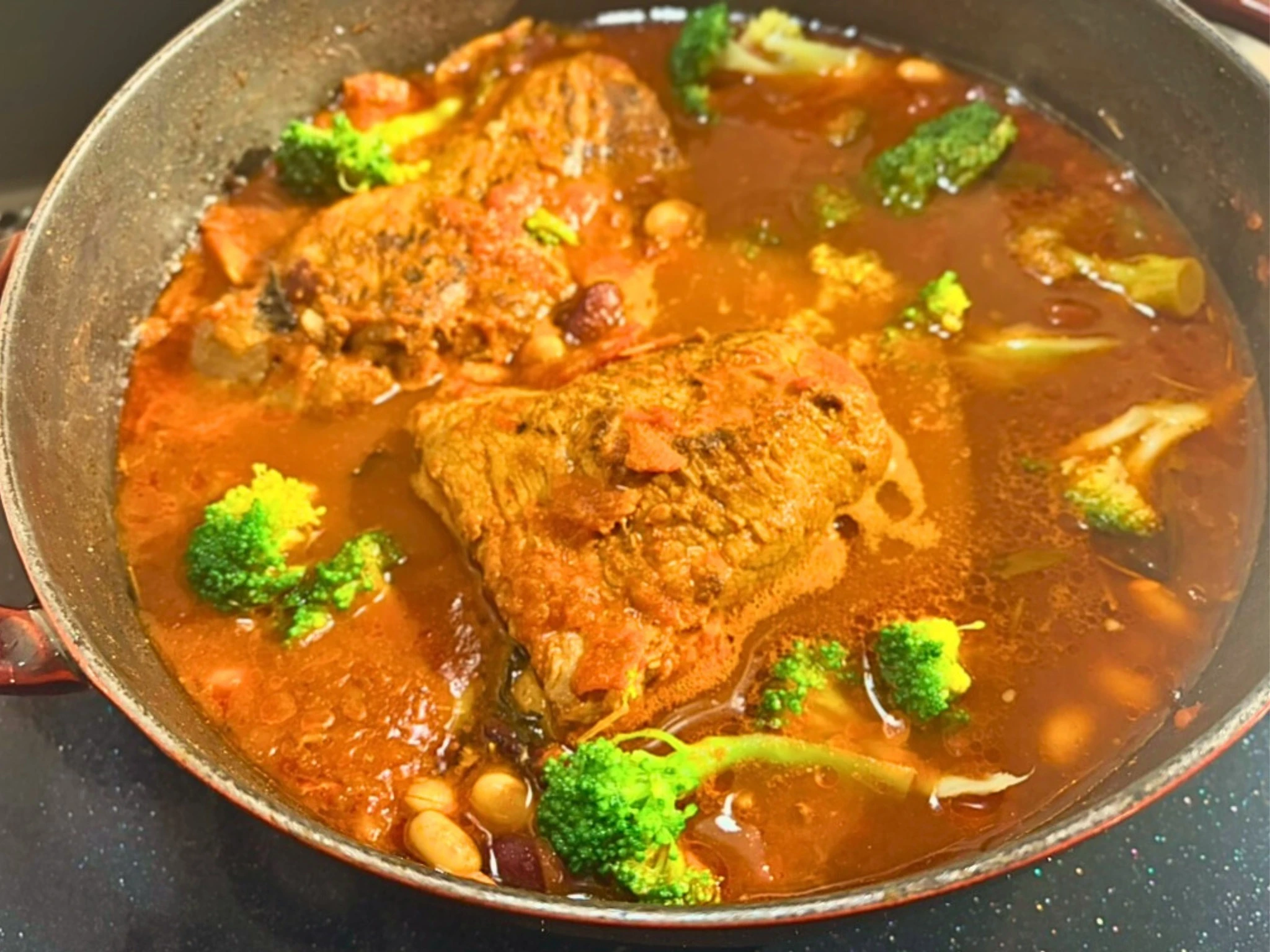 栗原はるみさん「わたしの味」　豆と野菜と豚肉の煮込み完成