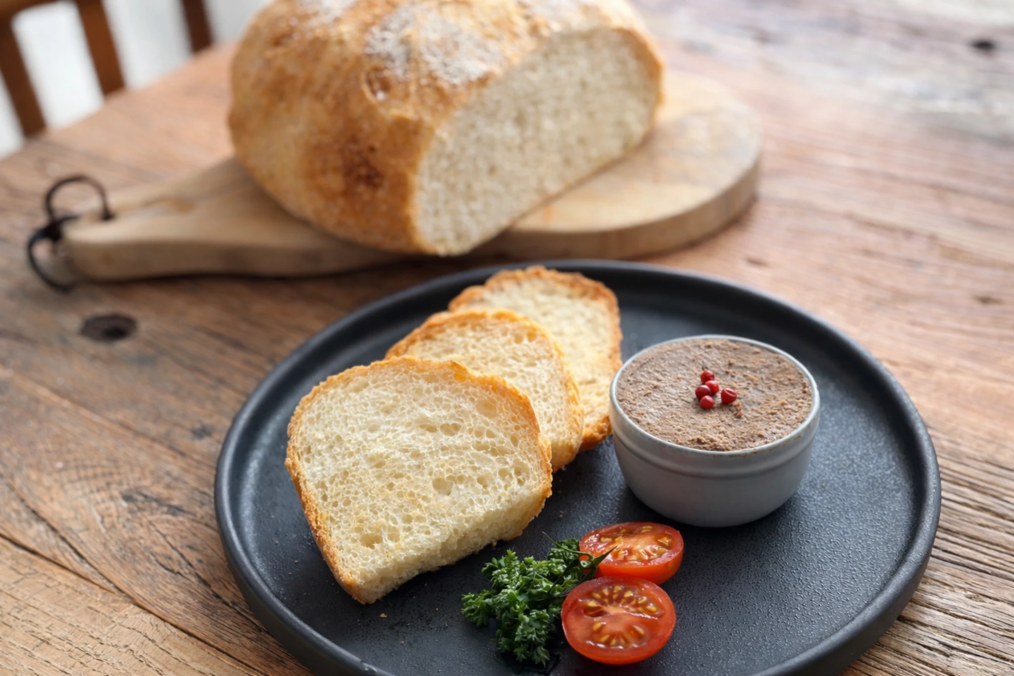 自家製レバーペーストとこねないパンの朝食。静かで満たされた時間