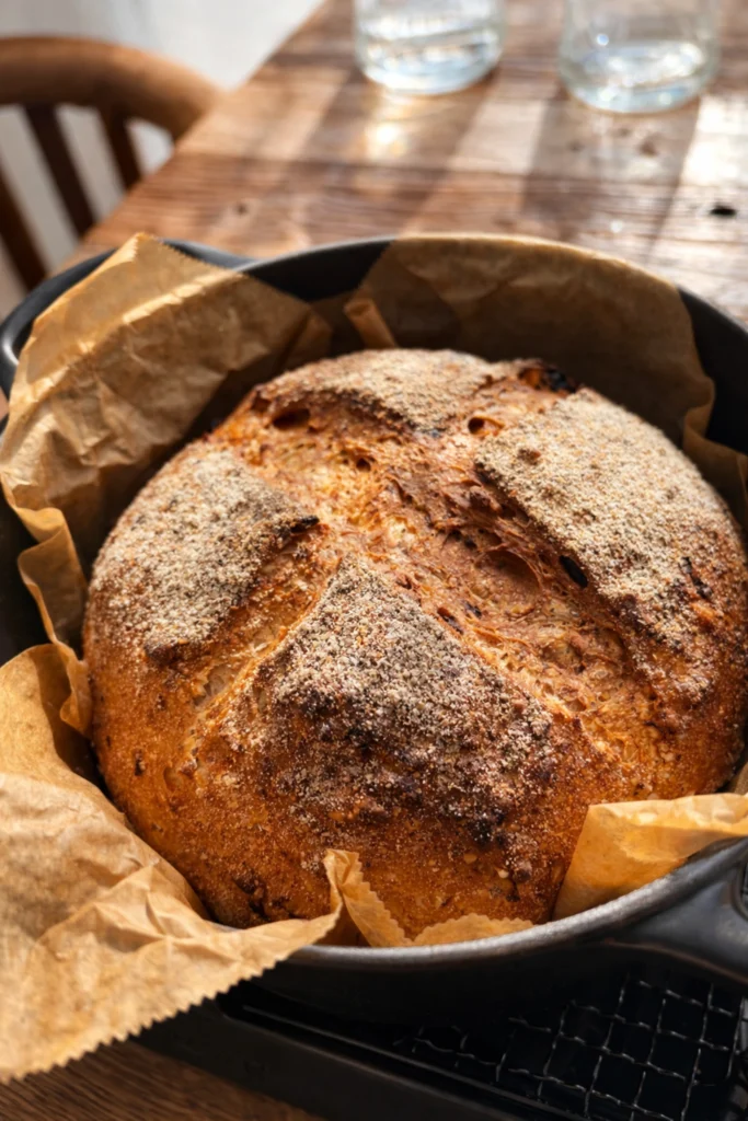 胡桃とレーズンを混ぜ込んだパン。香ばしい焼き色と素朴な表情が印象的