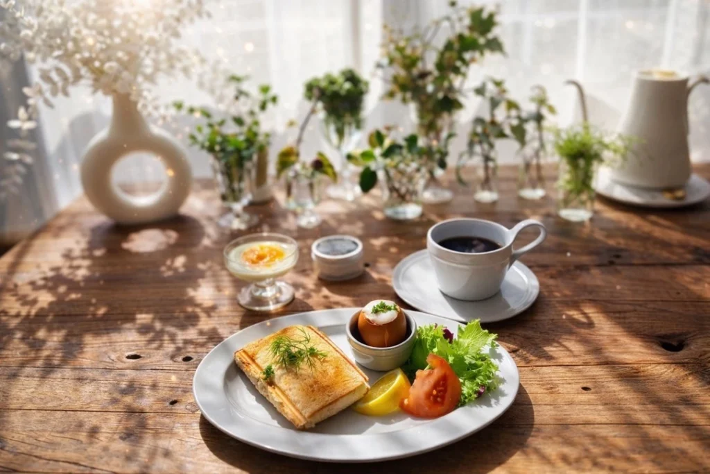 ホットサンドとコーヒーの朝ごはん